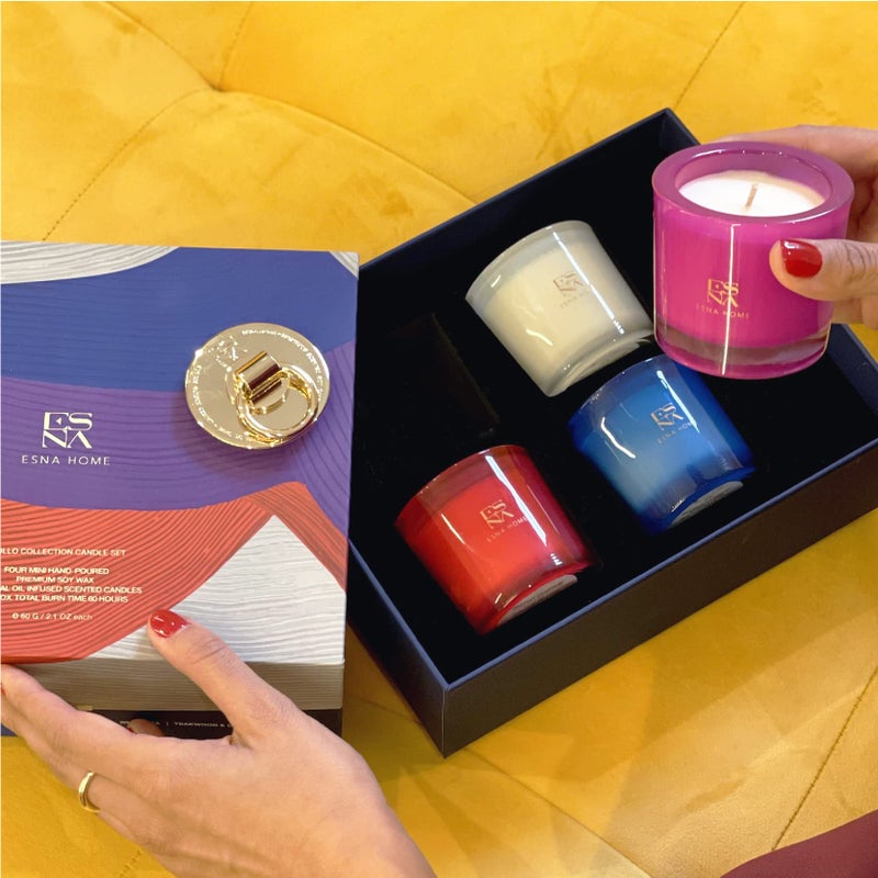 ESNA HOME Luxury Scented Candle Set 4 All Natural Soy Aromatherapy Candle Gift Set Votive Candle Gift Set for Women Self Care Stress Relief Gifts for Her Luxury Christmas Gifts for Women Candles for Home 60 hrs - Image 2